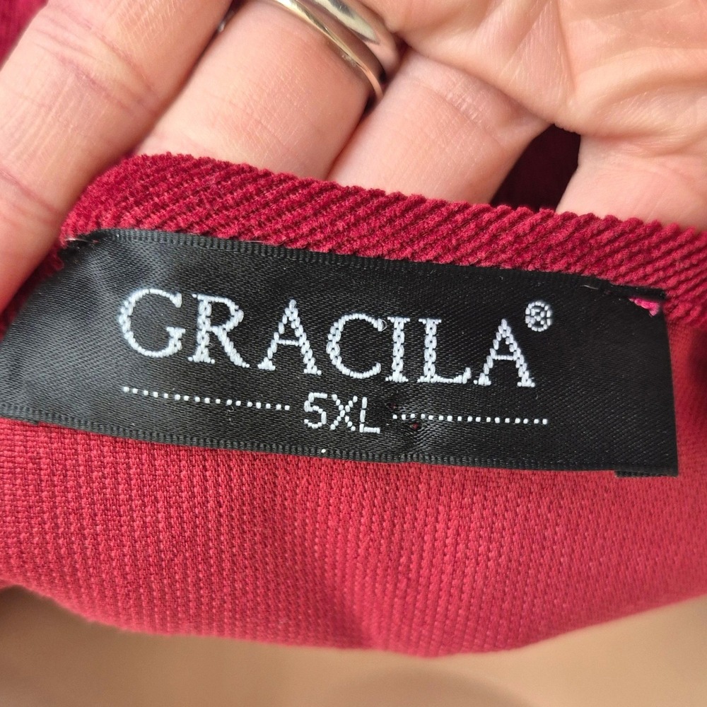 Gracila red corduroy long sleeve top womens‎ 5XL - Picture 8 of 8
